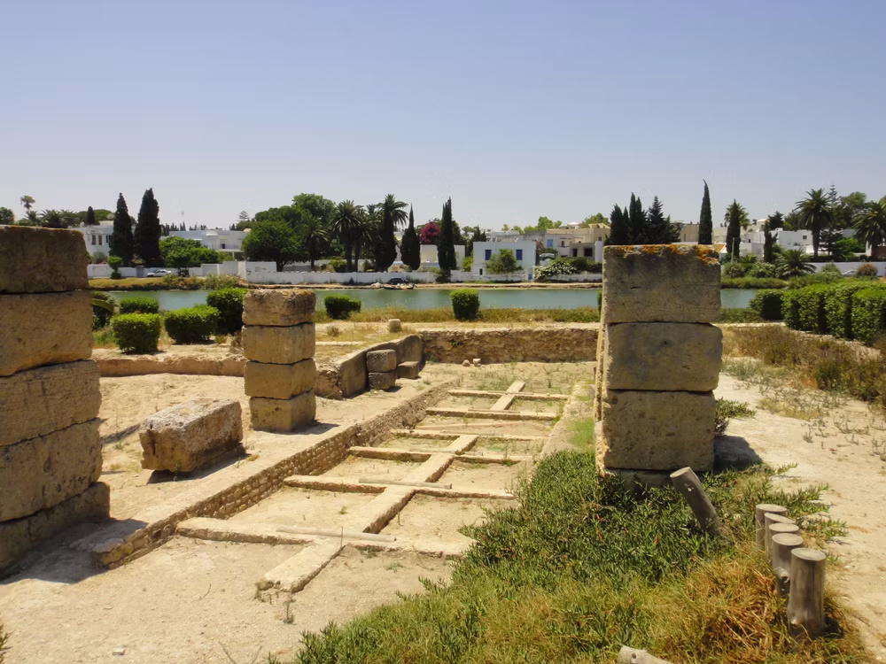 modern excavation of a boat launch in the cothon of ancient carthage